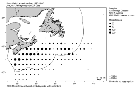 Longline fishery from 1993 to 1997 