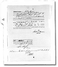 Affidavit of Justine Bercier, 2 October 1876.  Library and Archives Canada, RG 15, Series DII8a, vol. 1319, Reel C-14925