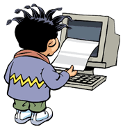 Garon travaillant  un ordinateur