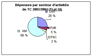 Dpense par secteur d'activits de TC 2003/2004 (TI et GI)