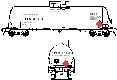 Tank car with placard (side, back)