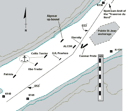 Figure 10 - Vessel positions as Eternity and Canmar Pride pass
