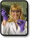 NRC-ICPET female student holding biosynthetic cornea material.