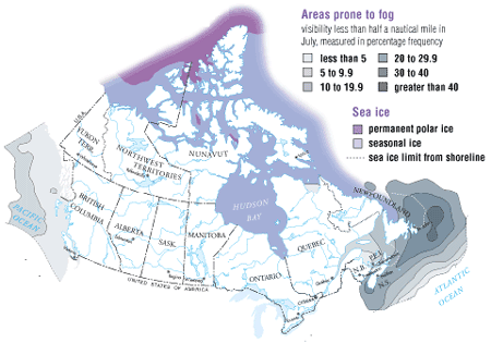 Icebergs, Sea Ice and Fog in Canada
