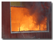 Fire research test on a house in Kemano, B.C.