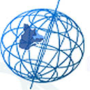 Image: GEOINFO newsletter logo. Stylized sphere of the Earth.