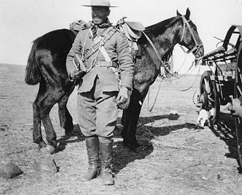 Boer War Photo, Trooper, Strathcona?s Horse in South Africa.  This image strikingly shows why Strathcona?s Horse, perhaps more than any other unit in South Africa, became identified with the popular image of the Canadian cowboy. Lord Strathcona?s Horse (Royal Canadians) Museum