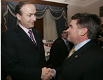 The Honourable Gary Lunn, Minister of Natural Resources, and the Honourable Michel Martin, T.D. Minister of Enterprise, Trade and Employment for the Republic of Ireland, at the launch of the GeoCapacity Centre Mapping Information System  a software that was produced in collaboration with NRCan, PCI Geomatics and eSpatial.