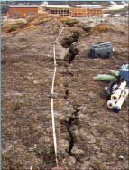 Crack caused by growth of a frost blister, Pangnirtung (James A. (Drew) Hyatt)