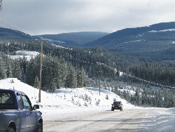 Highland snowpack along road to
Big White ski area east of Kelowna (R.J.W. Turner, GSC 2006-149)