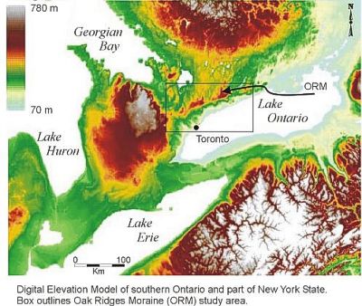 Digital Elevation Model Southern Ontario