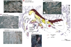 Figure 15:Metamorphosed hydrothermal alteration zones adjacent to a felsic volcanic center in the La Romaine Supracrustal Belt of Qubec (Bonnet and Corriveau, in press).