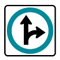 Panneau de signalisation - Obligation d'aller tout droit ou de tourner  droite.