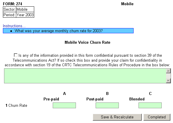 Instruction for Form 274 - Mobile Voice Churn Rate