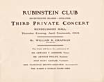 Page 1 du programme du RUBINSTEIN CLUB, New York, 14 avril 1904