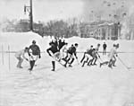 Photograph of an outdoor hockey game at McGill University, Montral, Quebec, 1904