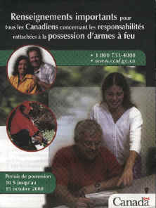 Centre Canadien des armes aux feux french side of a bilingual brochure