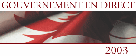 Bannire du drapeau du Gouvernment du Canada - Gouvernement en Direct 2003