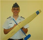 Photo: F/Sgt Senger with his model glider