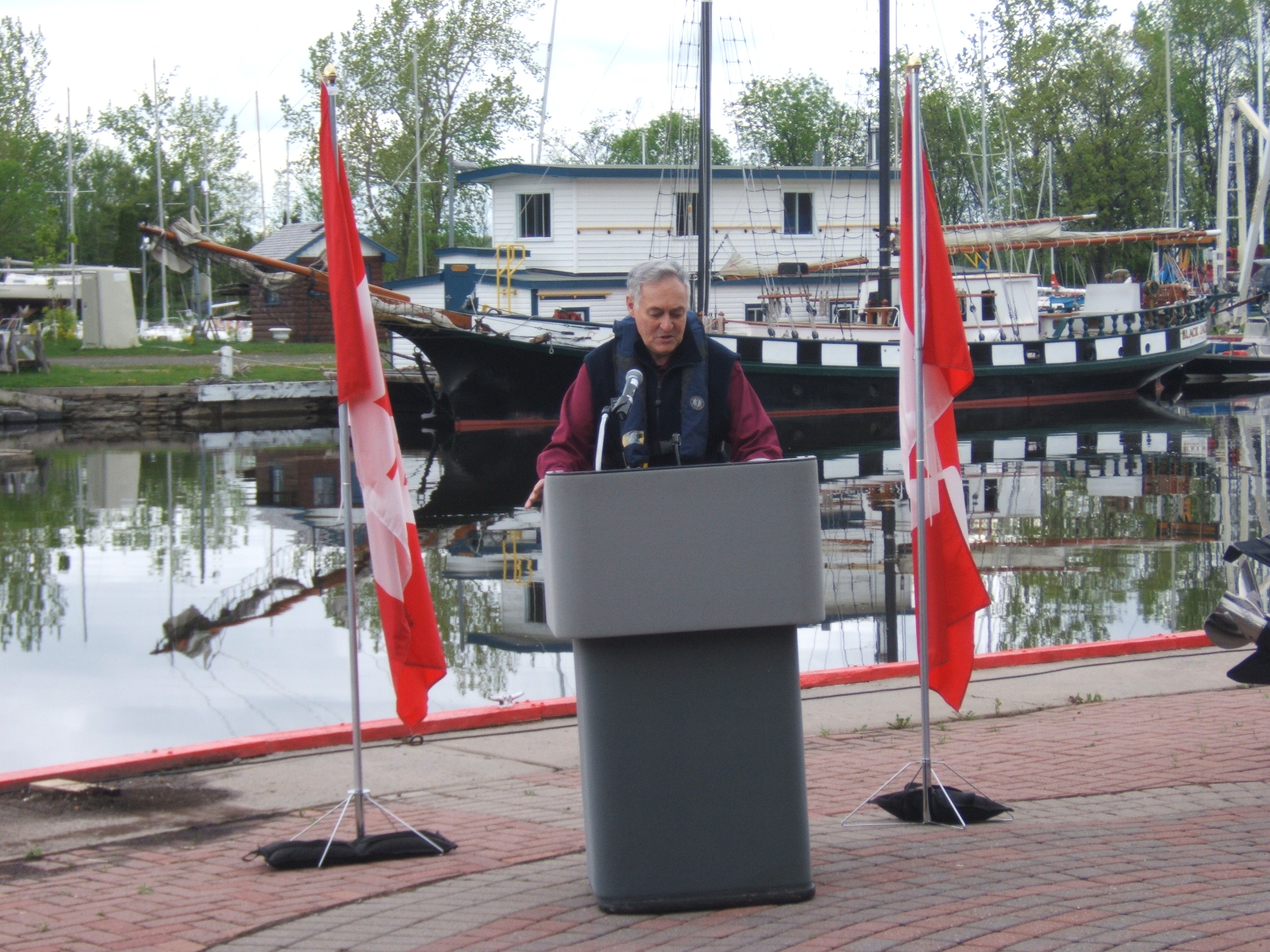 Serge St-Martin, Chief Commander of the Canadian Power and Sail Squadrons speaking about safe boating awareness.
