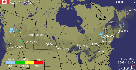 Image radar pour les stations situes au Canada.