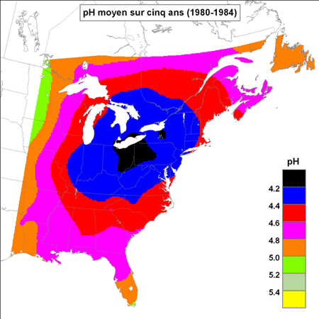 pH moyer sur cinq ans (1980-1984)