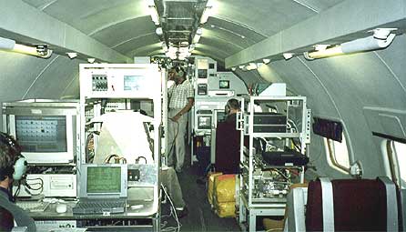 Technicians on board the Convair 580