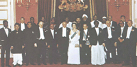 Photo of Commonwealth Prime Ministers with Queen Elizabeth in 1966.  Prime Minister Pearson is the farthest on the right.