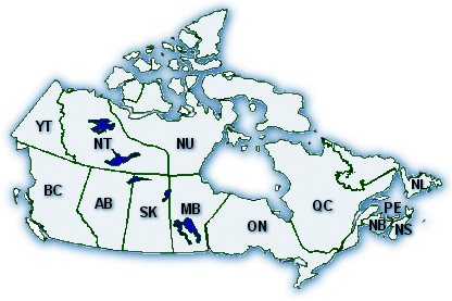Map of Canada that links to the sections found below