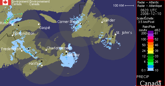 Image radar pour les stations situes dans la rgion de l'Atlantique