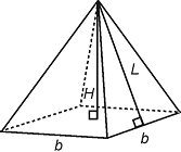 Calculs - On obtient laire totale dune pyramide  base carre est additionnant laire des quatre triangles formant ses faces plus laire de sa base