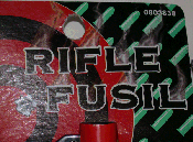 Close-up of product packaging - "Rifle / Fusil"