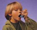Child with metered-dose inhaler