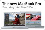 The new MacBook Pro. Featuring Intel Core 2 Duo.