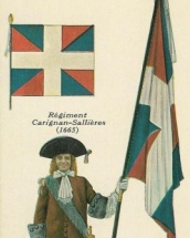Officer with the regimental colour of the rgiment de Carignan-Salires