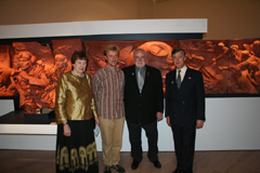 Seen at the official unveiling of the Battle of Britain terracottas at the Gardiner Museum are (from left) Anne McPherson (museum curator for this display), Paul Day (sculptor), Don Pearsons (Office of Air Force Heritage & History), and Nicholas Armour (Consul-General of Great Britain in Toronto).