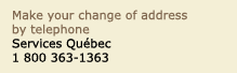 New - 
change address by telephone