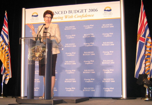 Finance Minister Carole Taylor at the Budget 2006 press conference, February 21, 2006.