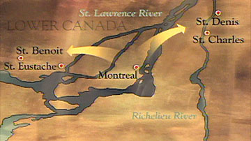 Patriote leaders retreated to their strongholds in Saint Benoit, Saint Eustache and along the Richeliau River in fall 1837. 