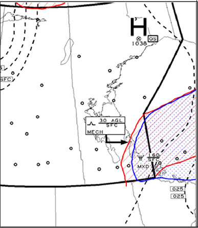 Annexe 1b - Givrage et turbulence, rgion de Winnipeg (valide le 6 octobre ? 12 h UTC)