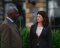 Minister Kivutha Kibwana, President of the Conference of the Parties, and Minister Ambrose in Nairobi.