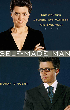 Norah Vincent, as both woman and man, on the book cover for Self-Made Man: One Woman's Journey Into Manhood and Back. (AP Photo/Viking Penguin)