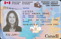 Sample of a permanent resident card