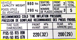 Tire information label