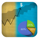Montage composed of a line graph, dollar sign and pie chart