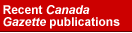 Recent Canada Gazette publications