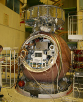 The Foton M3 satellite undergoes testing in Samara, Russia