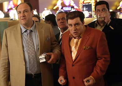 The Sopranos's memorable mobster cast includes, from left, Gandolfini as Tony Soprano, Tony Sirico as Paulie Walnuts, Steven Van Zandt as Silvio Dante and Steven R. Schirripa as Bobby Baccilieri. (The Movie Network) 