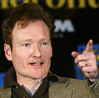Late night host Conan O'Brien, shown in 2005. Variety reports late night hosts are under pressure to resume their shows.