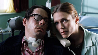 French magazine editor Jean-Dominique Bauby (Mathieu Amalric, left) suffers a debilitating stroke in Julian Schnabel's film adaptation of Bauby's memoir, The Diving Bell and the Butterfly. (Miramax/Alliance Atlantis)